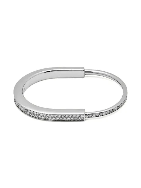 Tiffany & Co. Pre-Owned 18K white gold extra small Lock diamond bangle bracelet