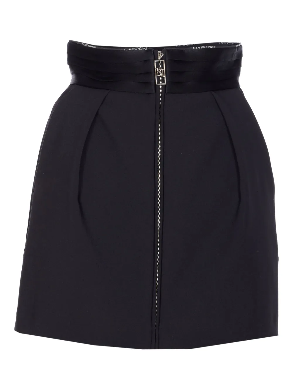 Elisabetta Franchi logo-plaque zip skirt Zwart