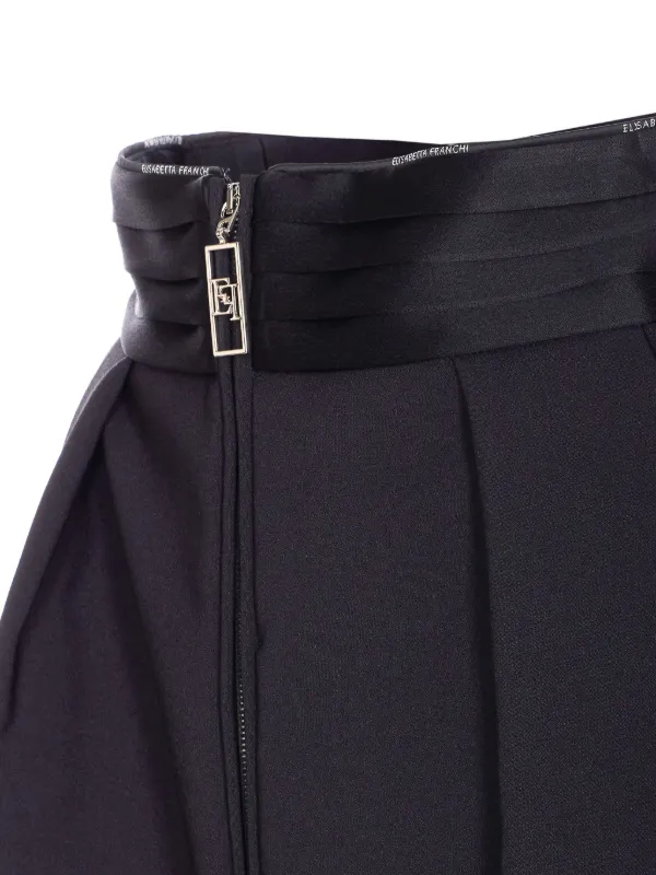 【ELISABETTA FRANCHI】BLACK SKIRT Elisabetta Franchi logo-plaque Zip Skirt | Black | FARFETCH