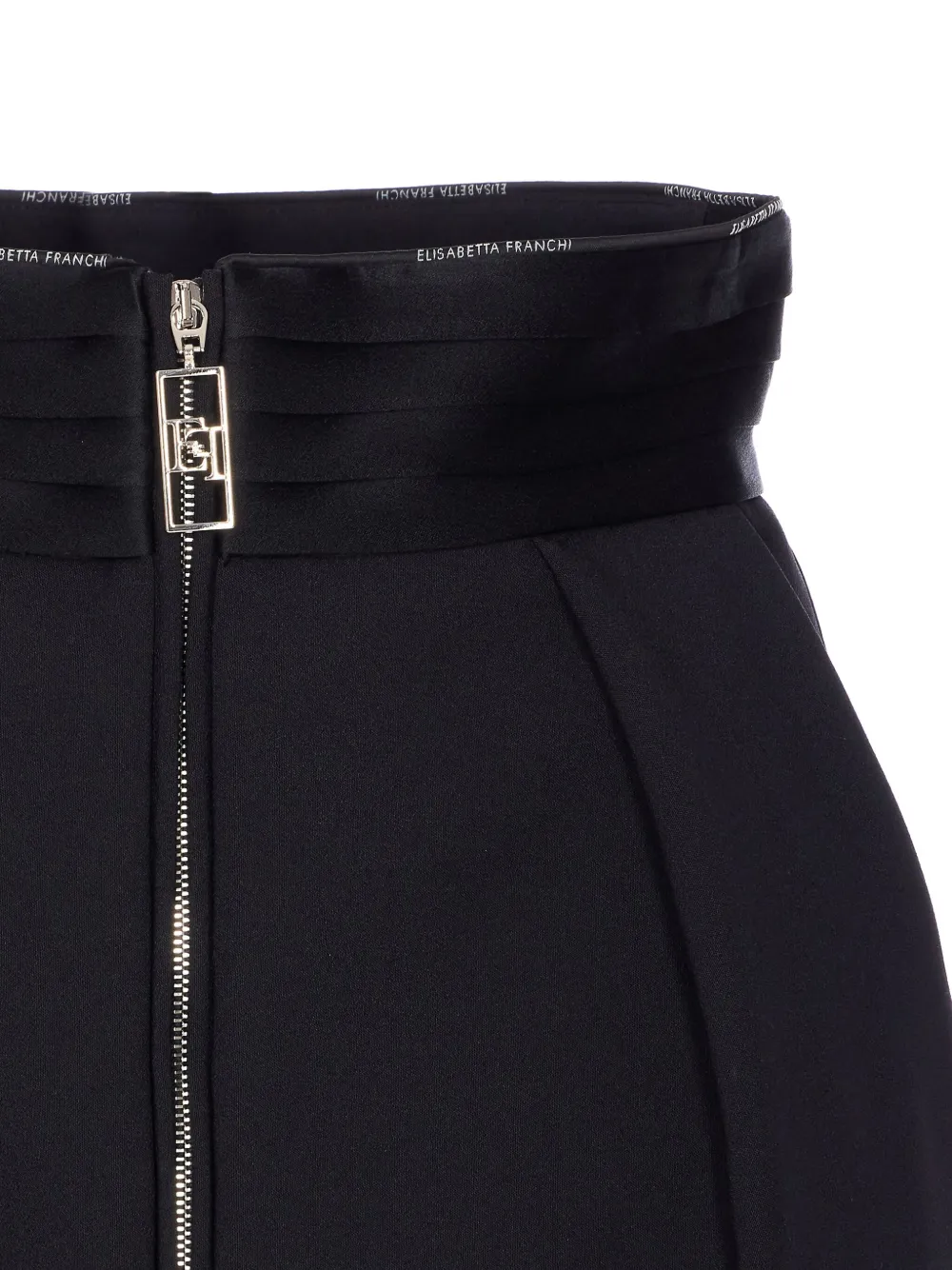 Elisabetta Franchi Rok met logoplakkaat en rits Zwart