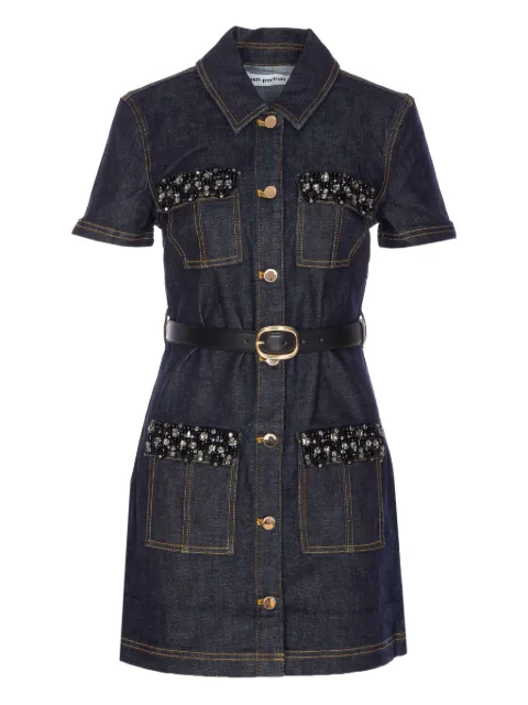 Self-Portrait crystal-embellished denim mini dress