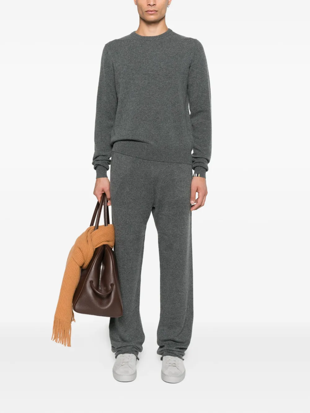extreme cashmere N°320 broek van kasjmierblend met zak Grijs
