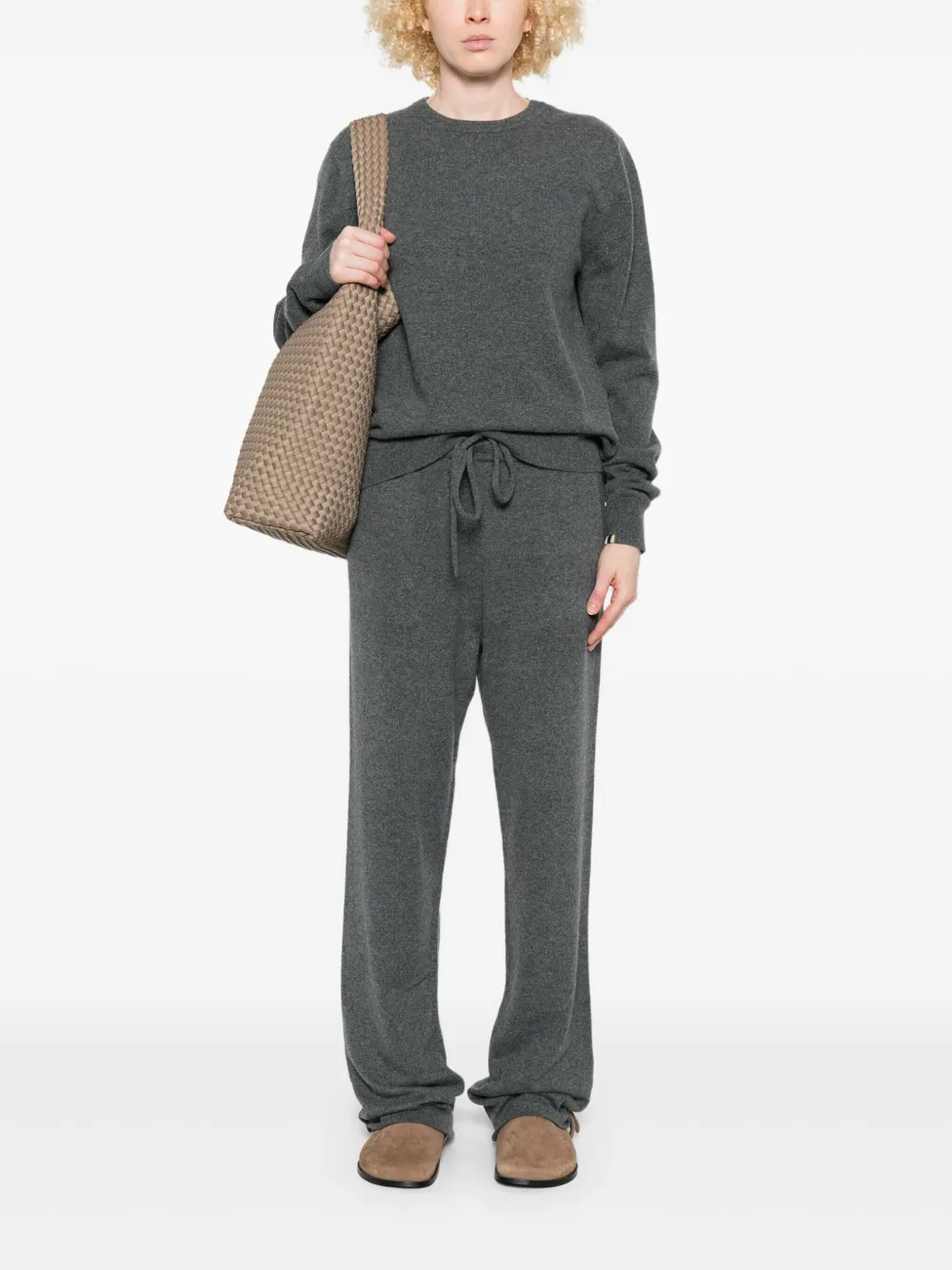 extreme cashmere N°320 broek van kasjmierblend met zak Grijs