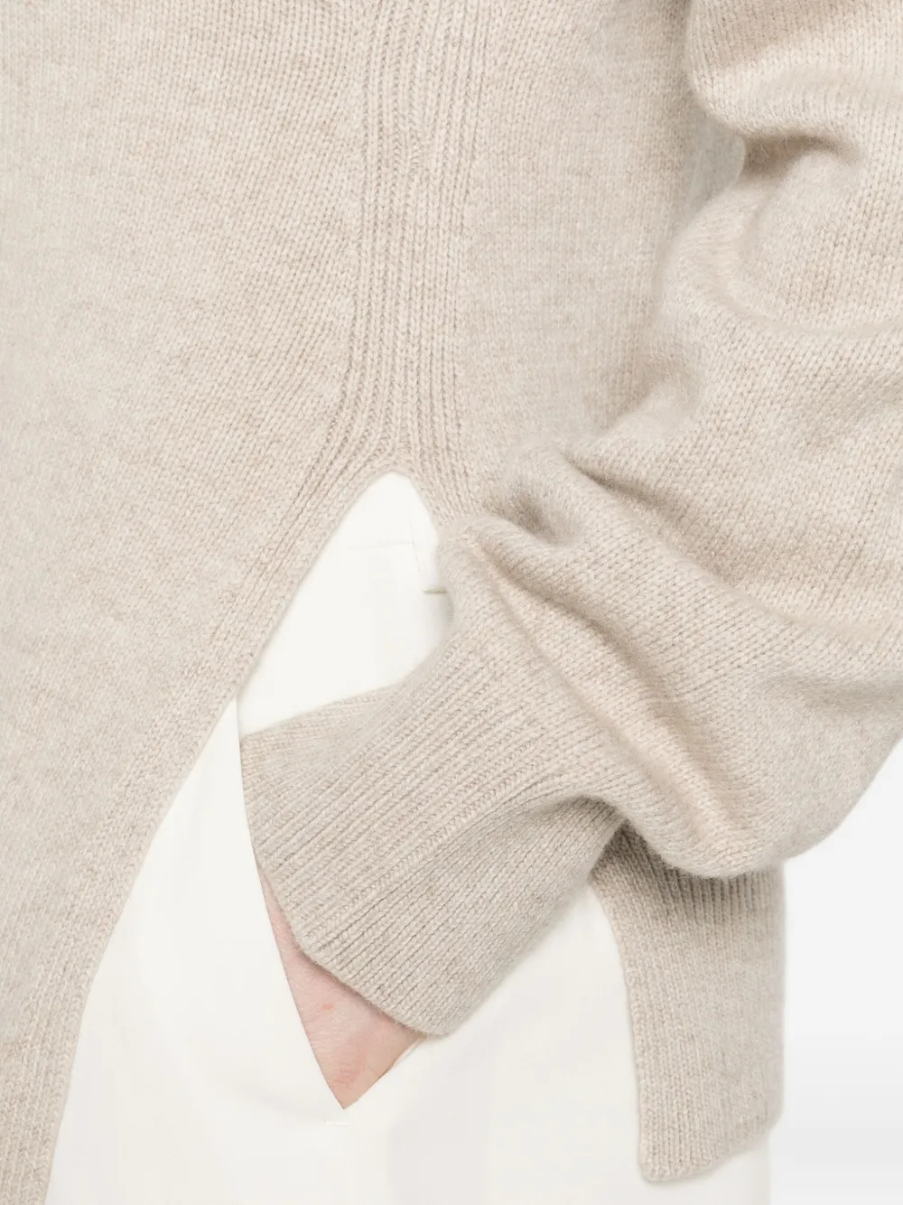 Jil Sander Cruise Asymmetric Wool Cashmere Sweater In Neutral