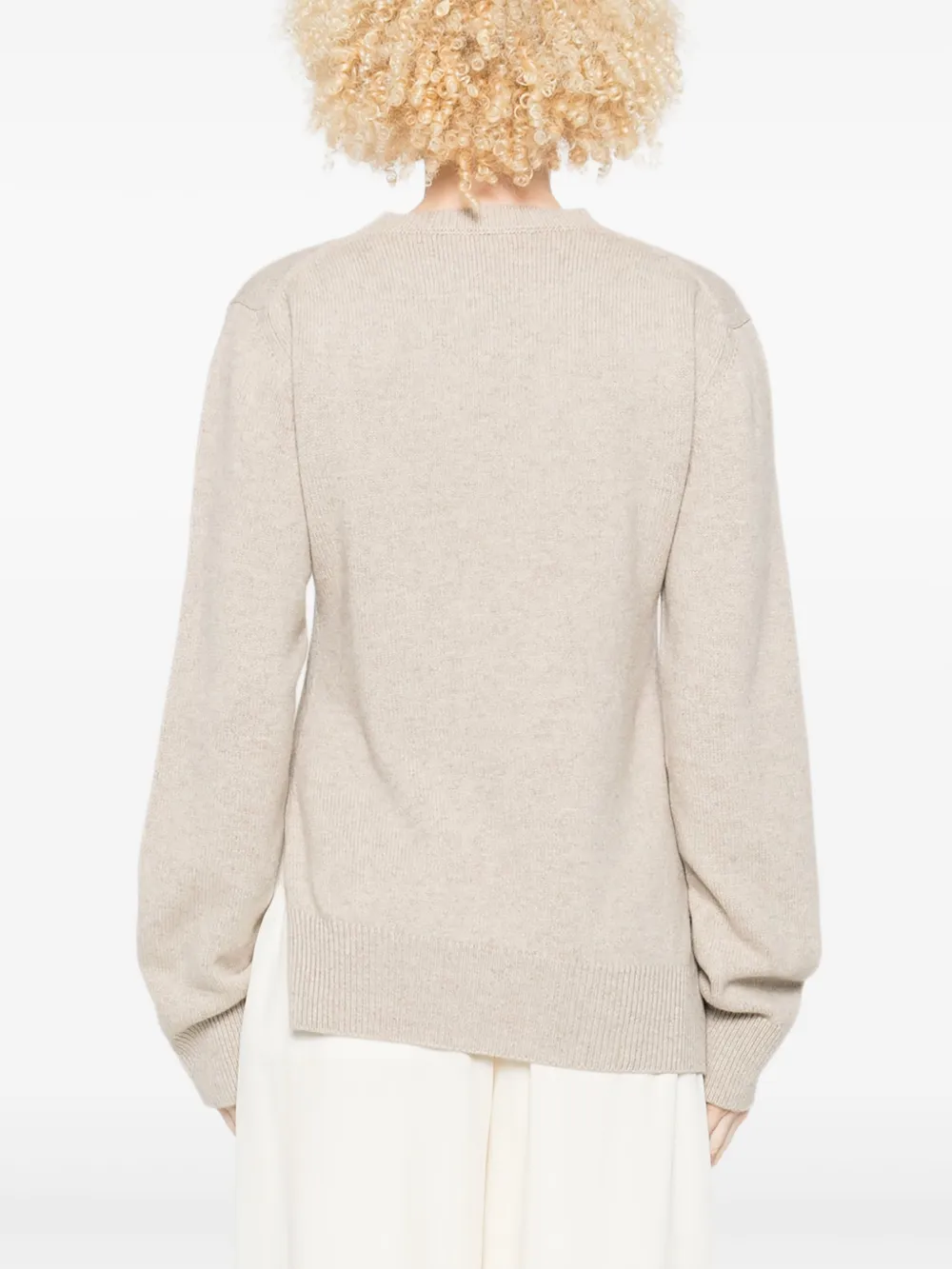 Jil Sander Cruise Asymmetric Wool Cashmere Sweater In Neutral