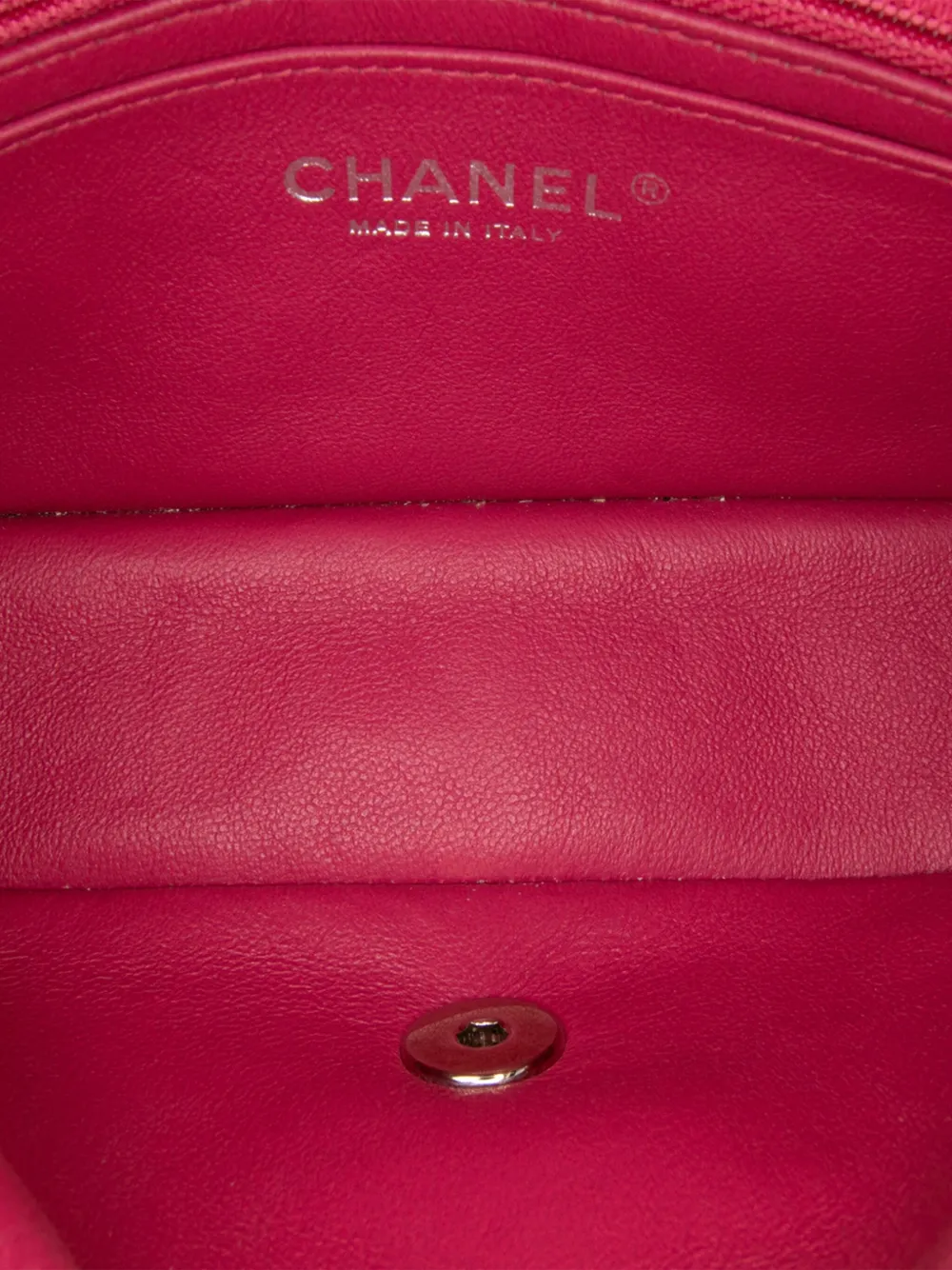 Pre-owned Chanel 2014 Mini Rectangular Classic Patent Single Flap Crossbody Bag In Pink