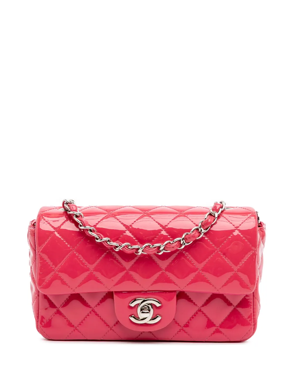 CHANEL Pre-Owned 2014 Mini Rectangular Classic Patent Single Flap CHANEL Pre-Owned 2014 Mini Rectangular Classic Patent Single Flap