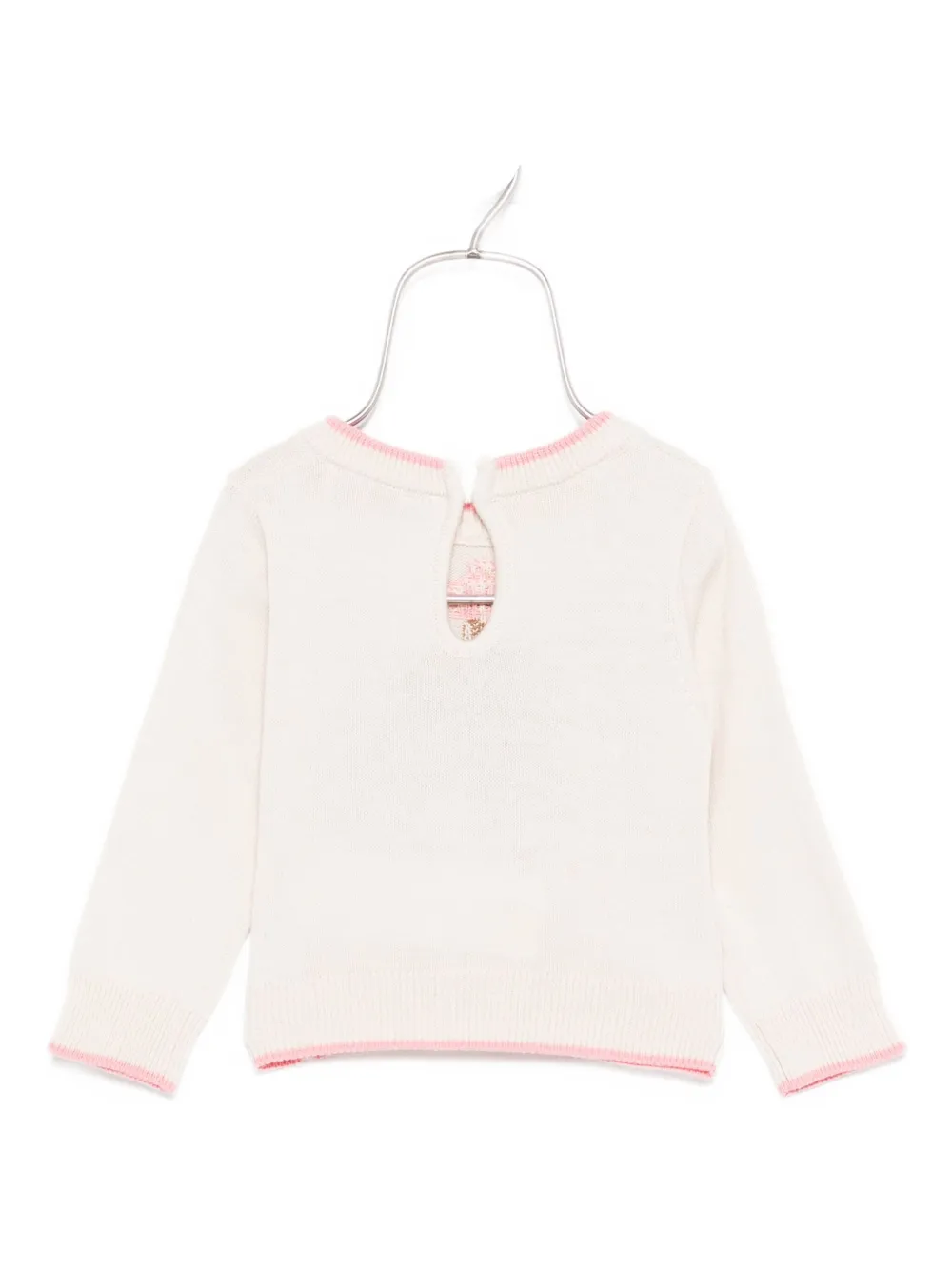 Monnalisa puppy-bow knitted sweater Beige