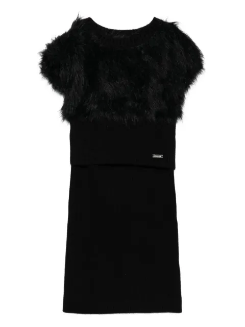 Monnalisa fur-trimmed ribbed dress
