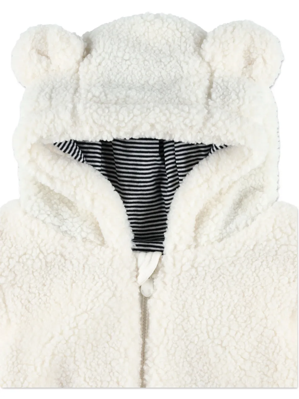 Petit Bateau Jumpsuit met capuchon en teddybeeroren Wit