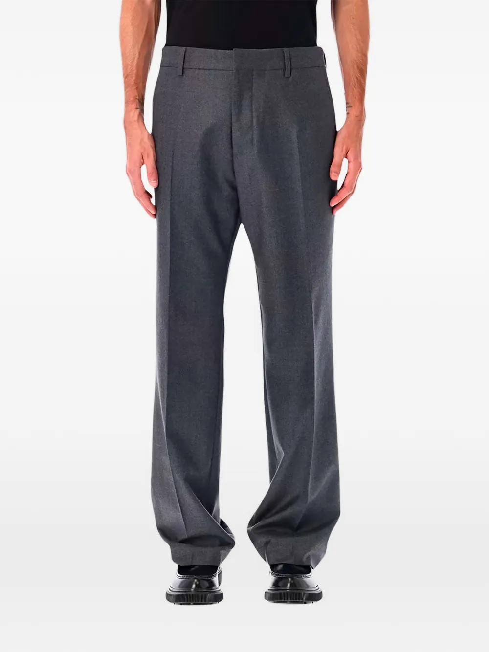AMI Paris pressed-crease straight-leg trousers Grijs