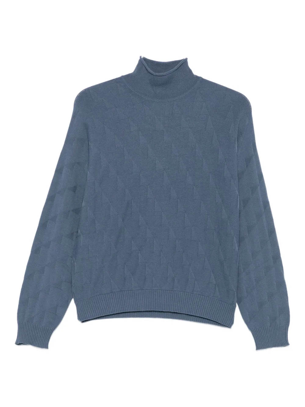 Emporio Armani Diamond Pattern Knit Turtleneck Sweater In Blue