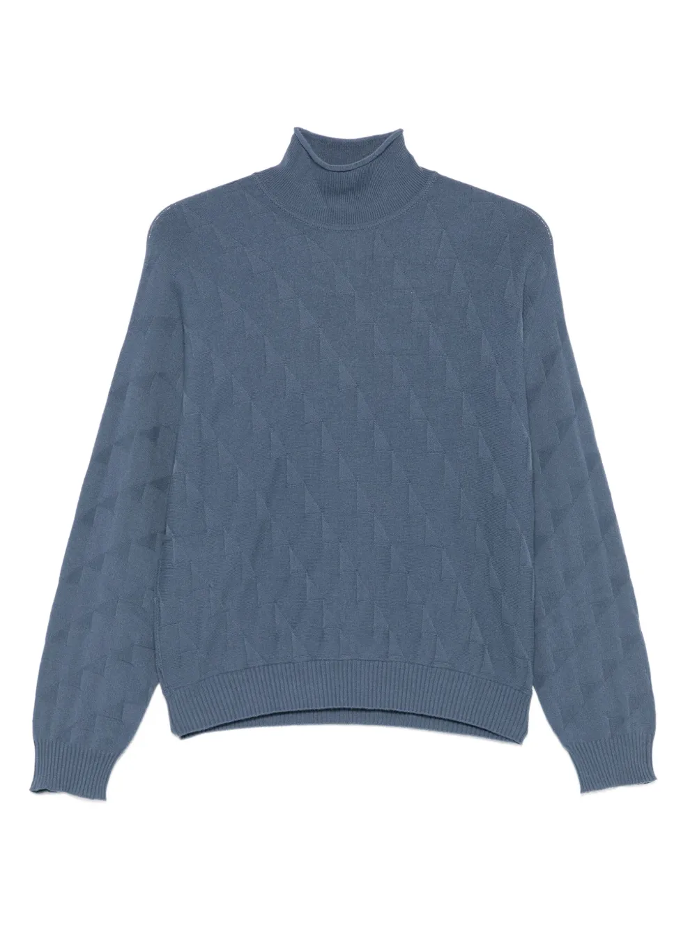 Emporio Armani Trui met hoge hals en diamantpatroon Blauw