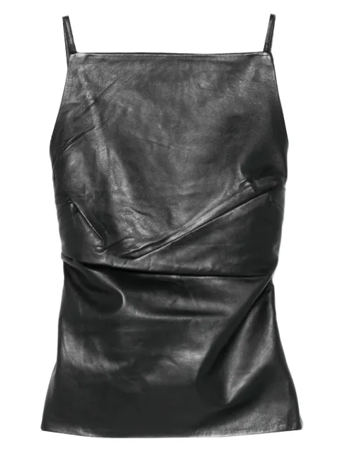 St. Agni square-neck leather top