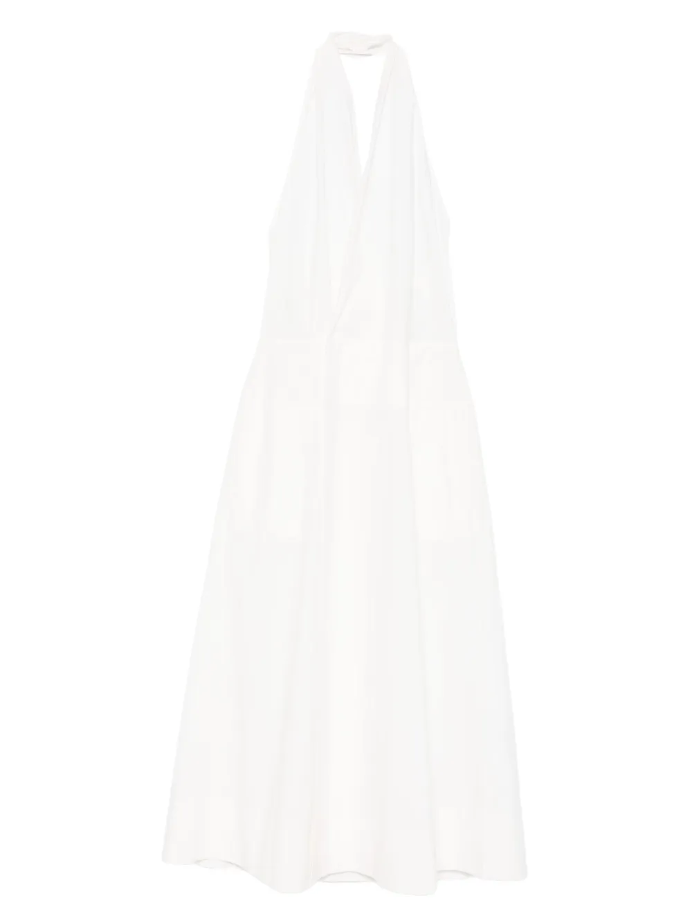 St Agni Cotton-blend Poplin Halterneck Wrap Maxi Dress In White