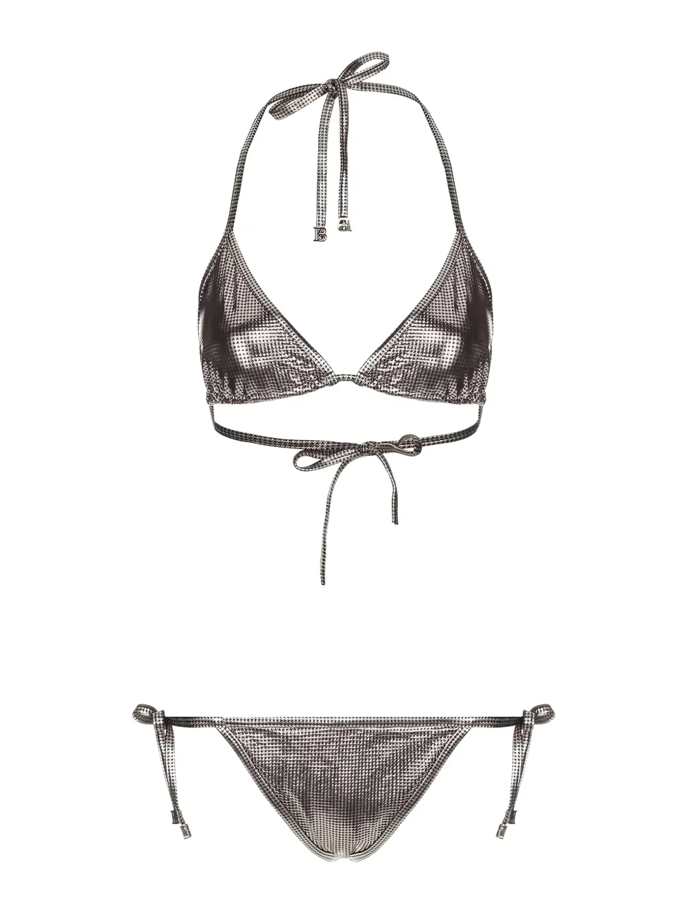 Balmain Tie Triangle Bkini Set In Silver