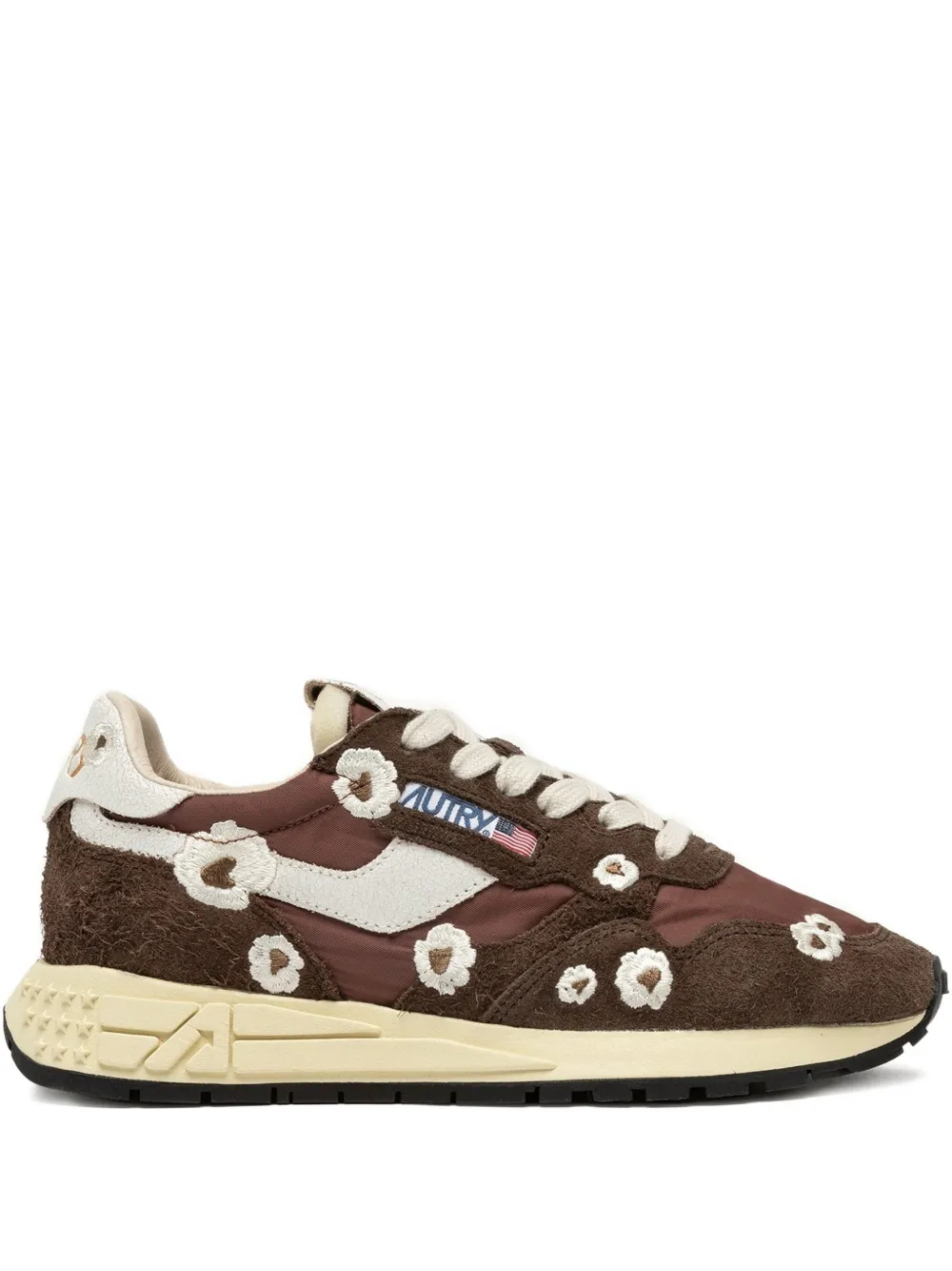 Autry REELWIND embroidered-flower sneakers EMBRO FLOW EBONY WWHT
