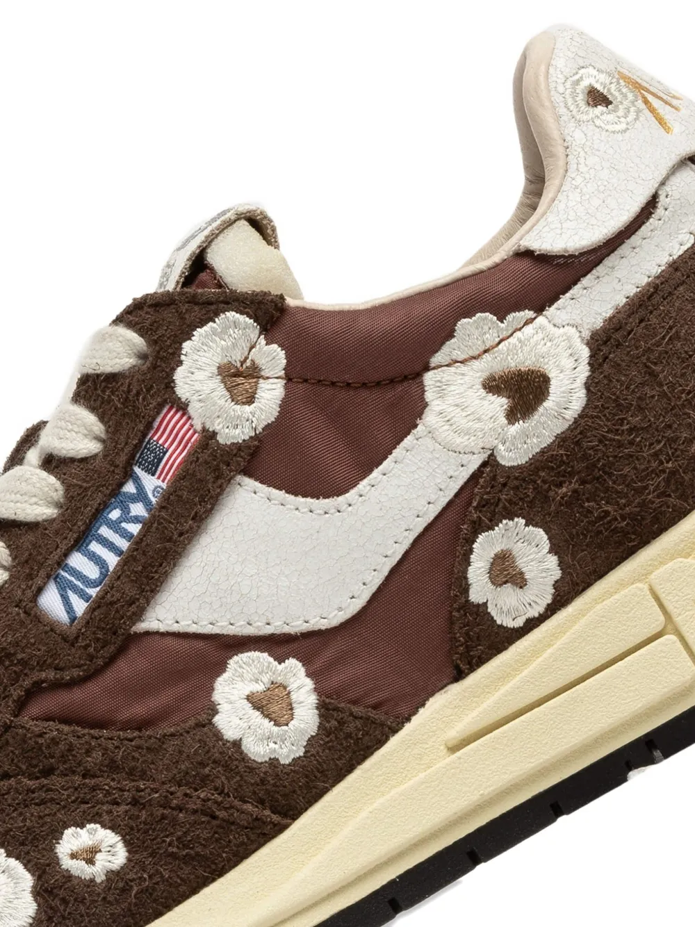 Autry REELWIND sneakers met geborduurde bloem EMBRO FLOW EBONY WWHT