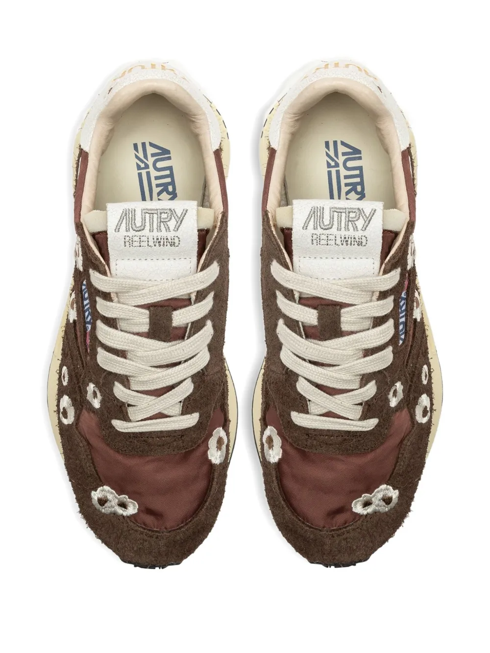 Autry REELWIND sneakers met geborduurde bloem EMBRO FLOW EBONY WWHT