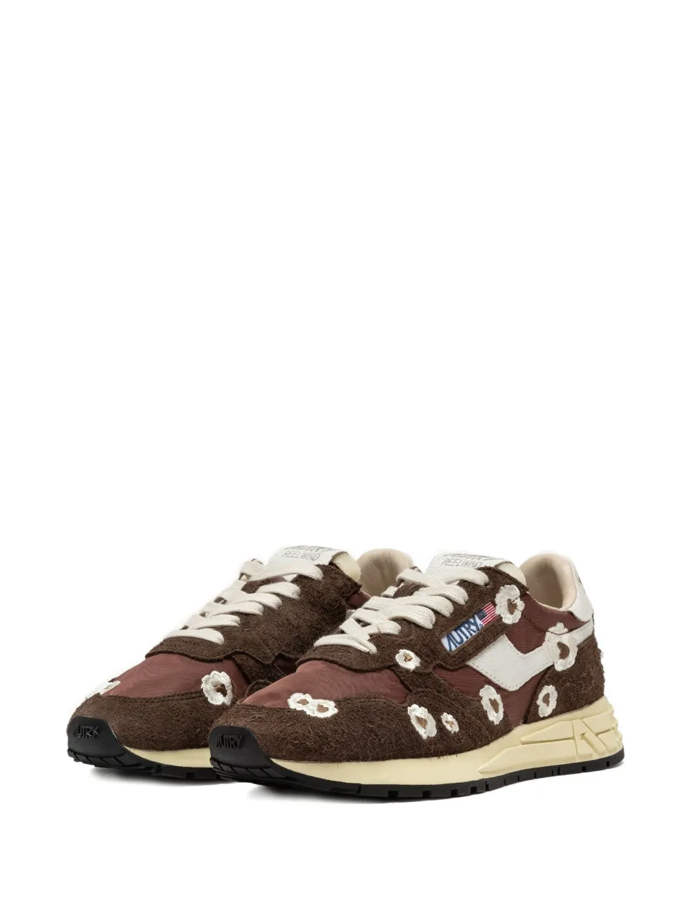 Autry REELWIND sneakers met geborduurde bloem EMBRO FLOW EBONY WWHT