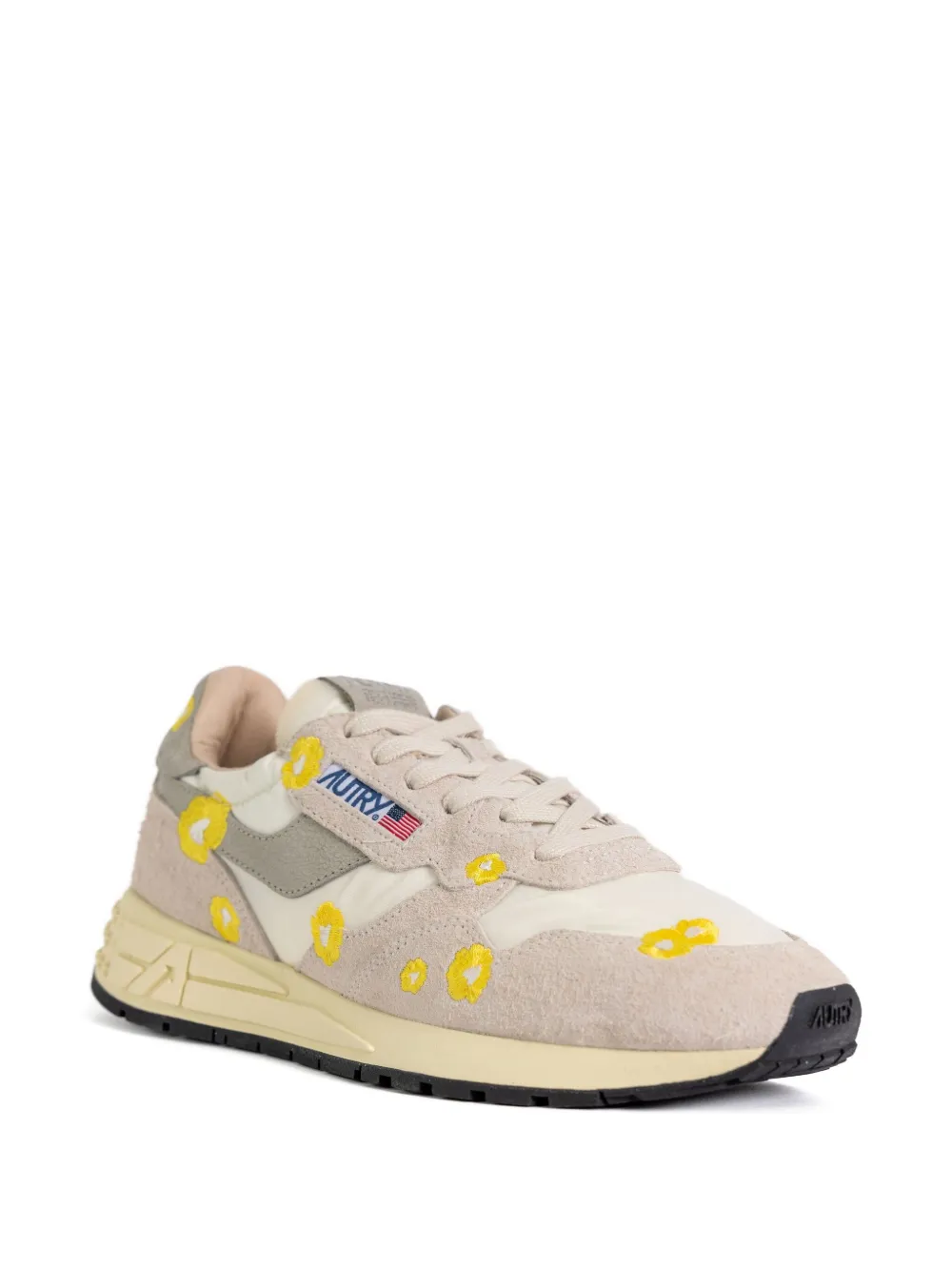 Autry floral-embroidery low-top sneakers Neutrals
