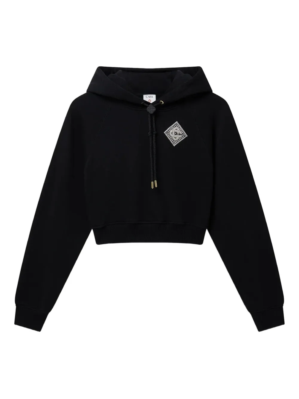 Casablanca Diamond Patch Hooded Sweatshirt In Black