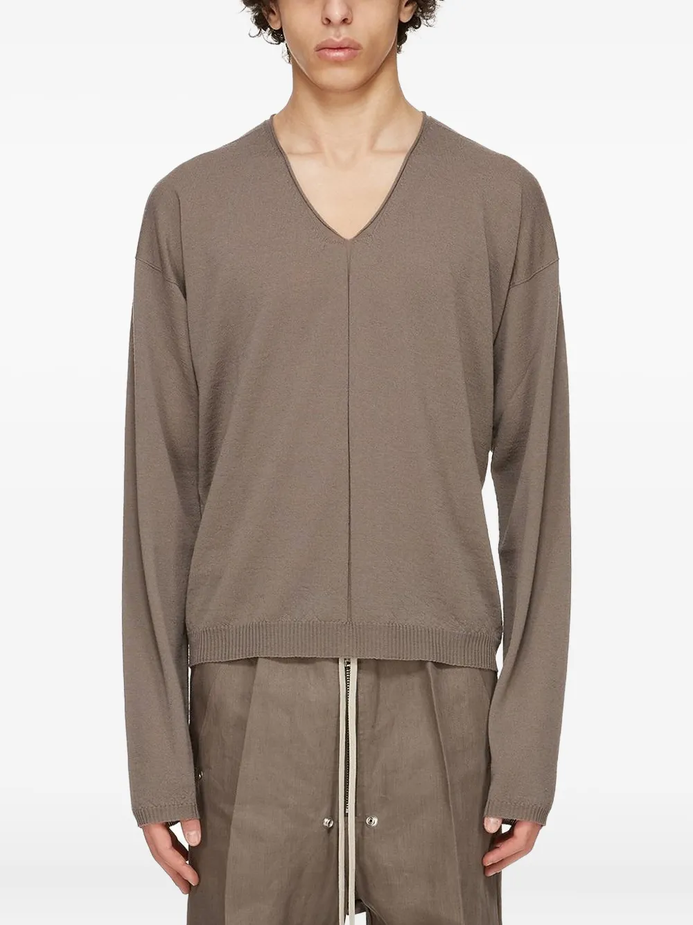 Rick Owens V-neck ribbed-panel sweater | Neutrals | Image 1