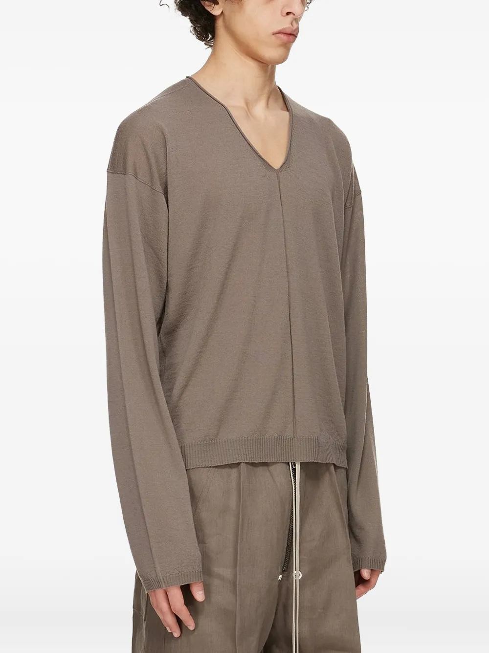 Rick Owens Trui met V-hals en geribbeld vlak Beige