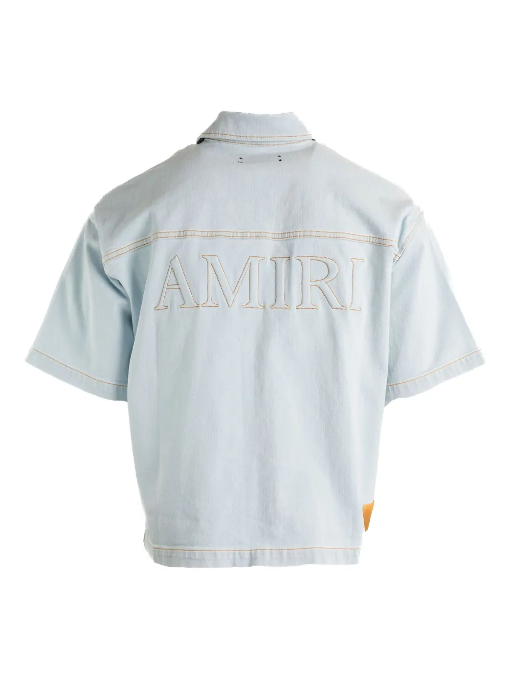 AMIRI Denim overhemd met borduurwerk en korte mouwen Blauw