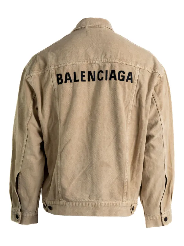 【美品】BALENCIAGA Back Logo Denim Jacket　L Balenciaga logo-print Denim Jacket | Brown | FARFETCH ID