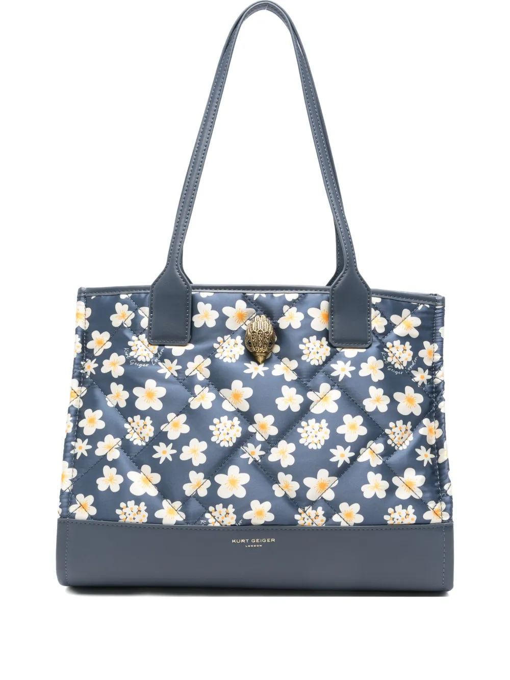 Kurt Geiger Floral-print Quilted Tote Bag In Blue