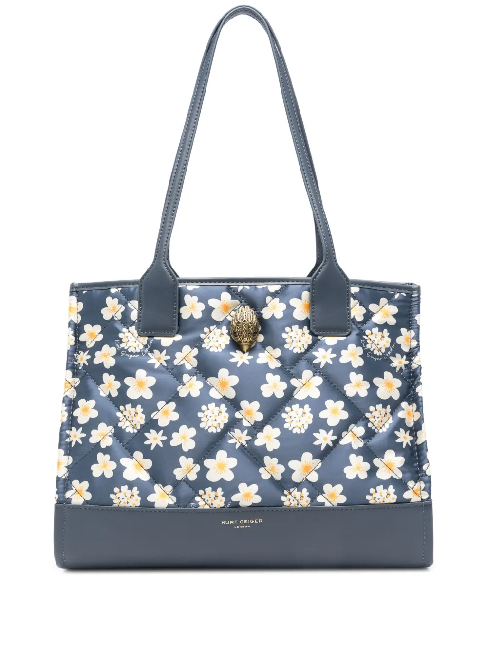 floral-print quilted tote bag