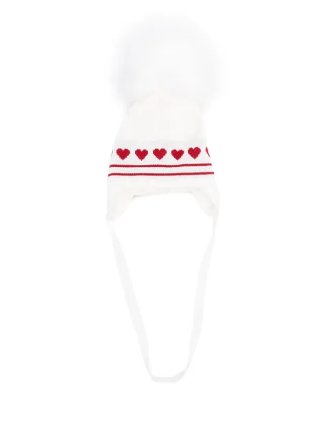 Monnalisa heart-intarsia beanie hat
