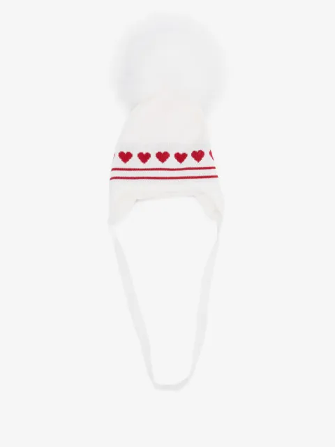 Monnalisa heart-intarsia beanie hat