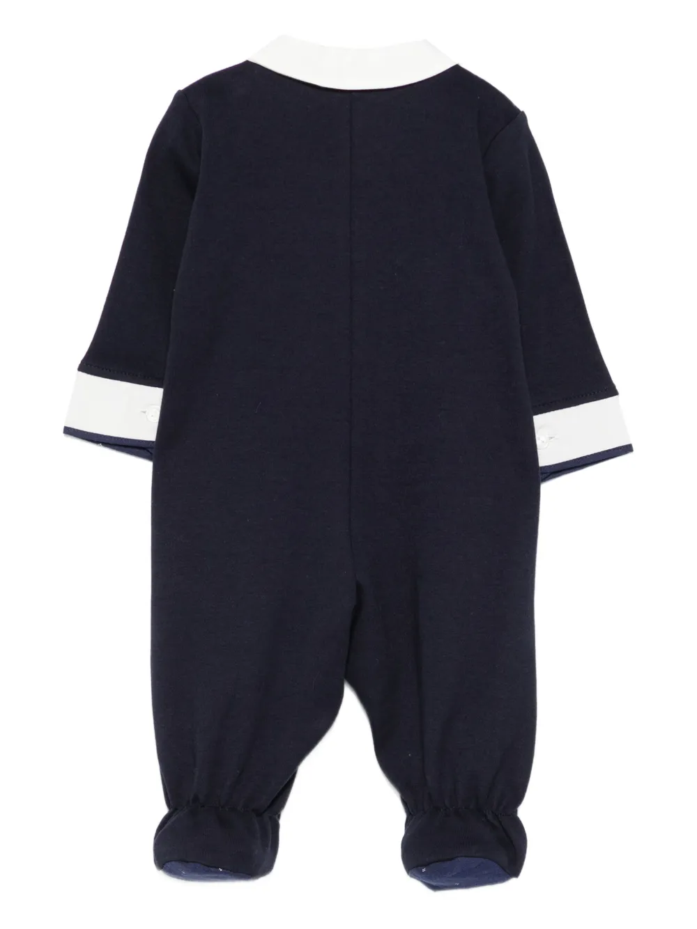 Monnalisa collared pleated-detail babygrow Blauw
