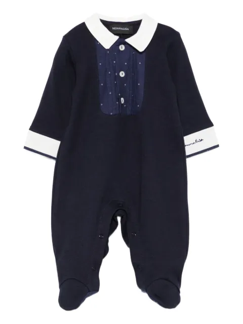Monnalisa collared pleated-detail babygrow