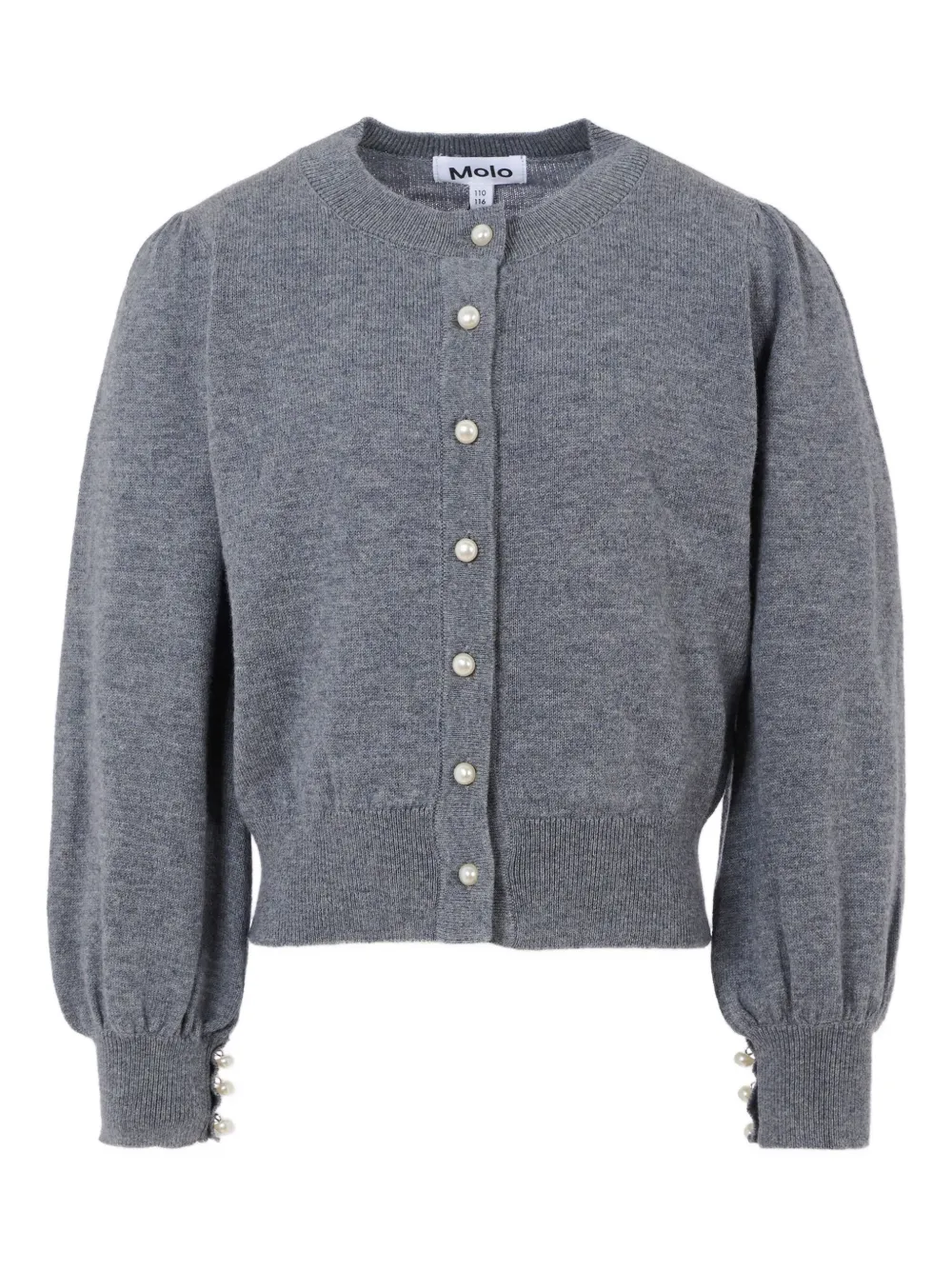 Molo Vest met parelknoop en pofmouwen Grijs