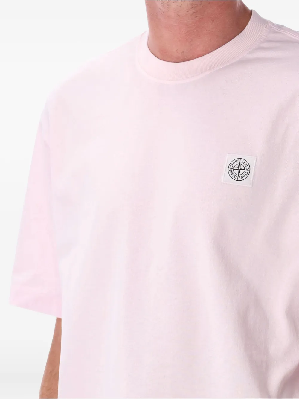 Stone Island logo-patch T-shirt Roze