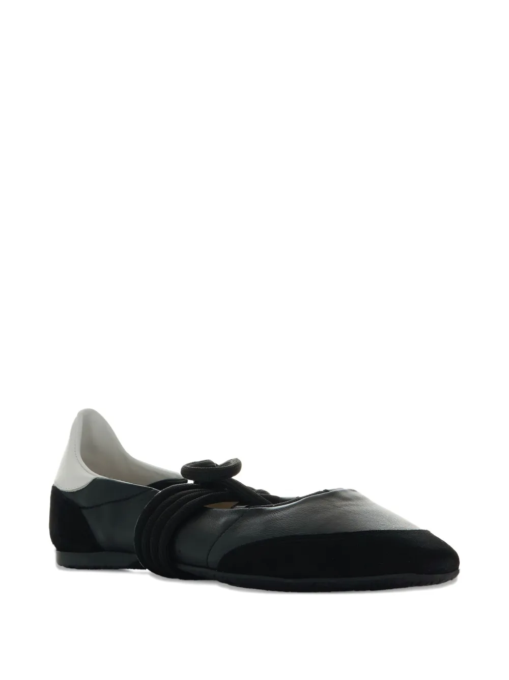 Patrizia Pepe Lace-up Leather Ballet Flats In Black