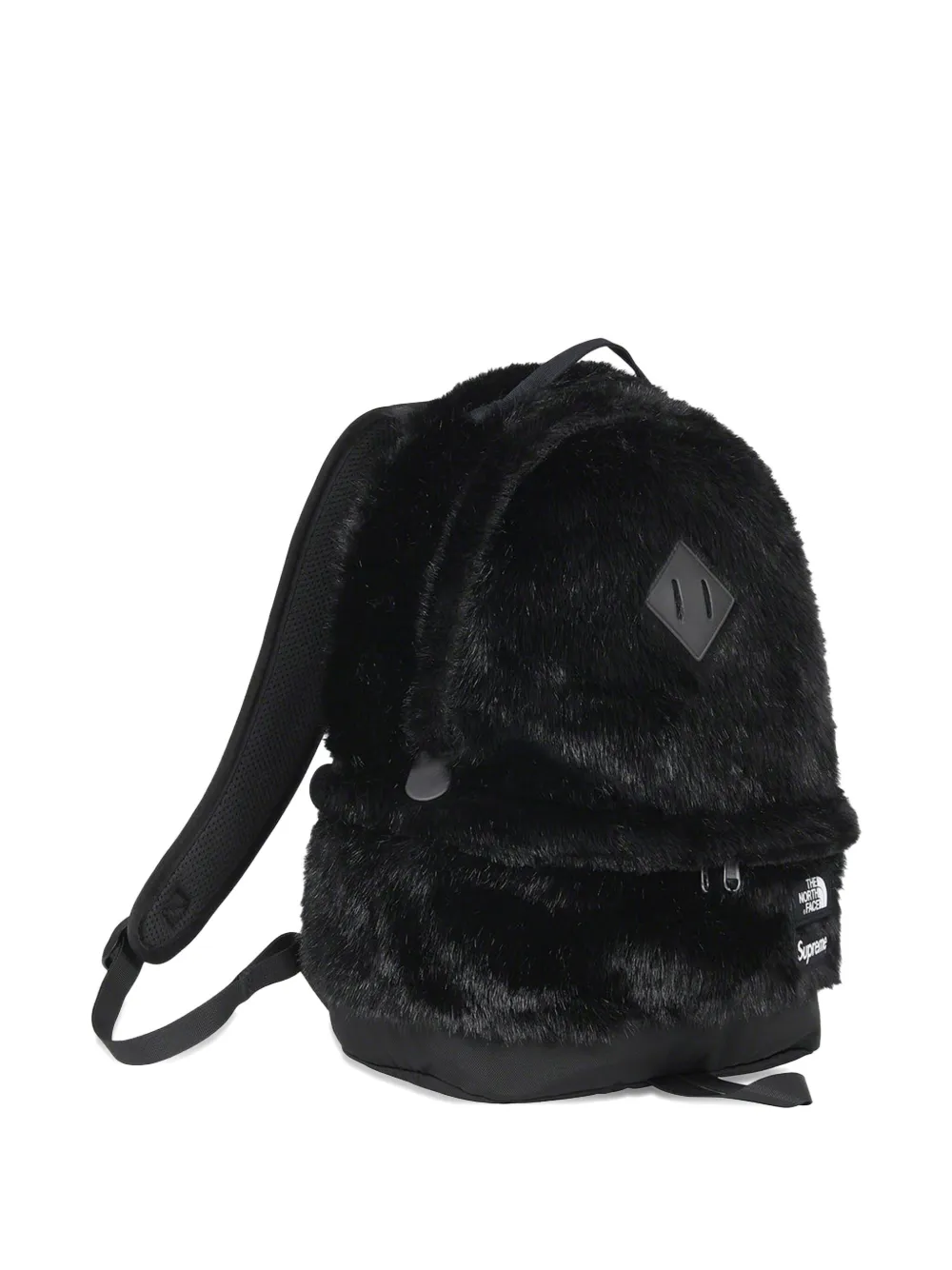 Supreme x TNF rugzak van imitatiebont Zwart