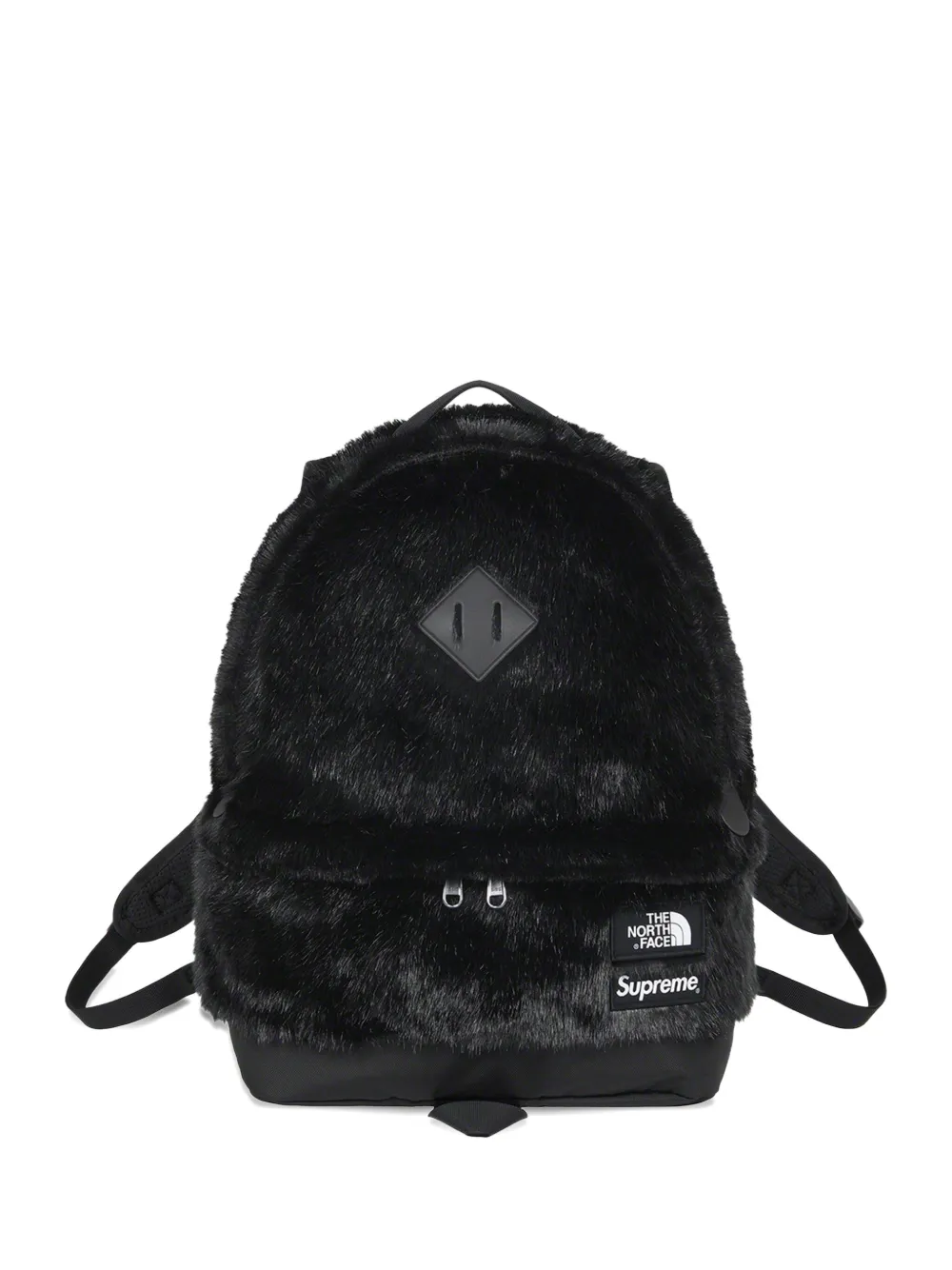 Supreme x TNF rugzak van imitatiebont Zwart