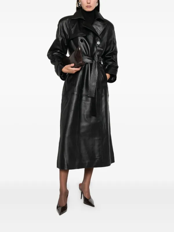 美品 DSQUARED 2 レザー トレンチコート 黒 Ducie Corrin レザートレンチコート | ブラック | FARFETCH JP