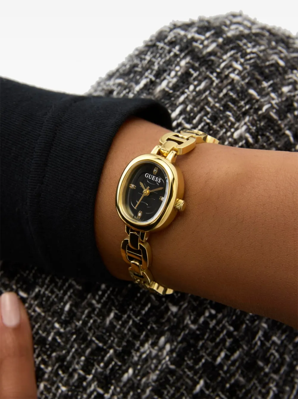 GUESS USA Gerecycled stalen quartz 20,5 mm - Zwart