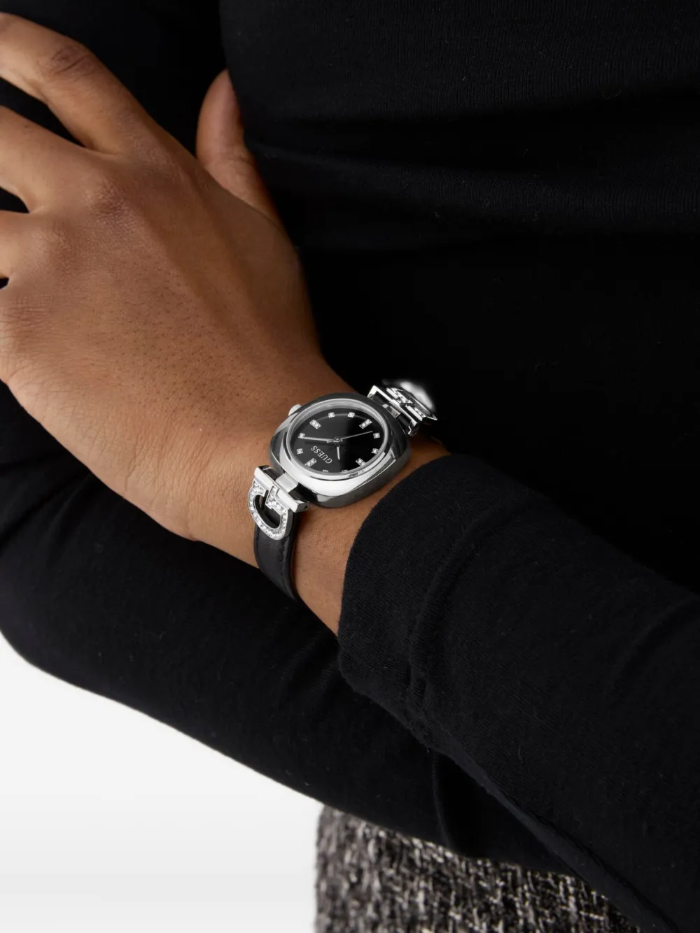 GUESS USA Quartz 28 mm verfraaid met kristallen - Zwart