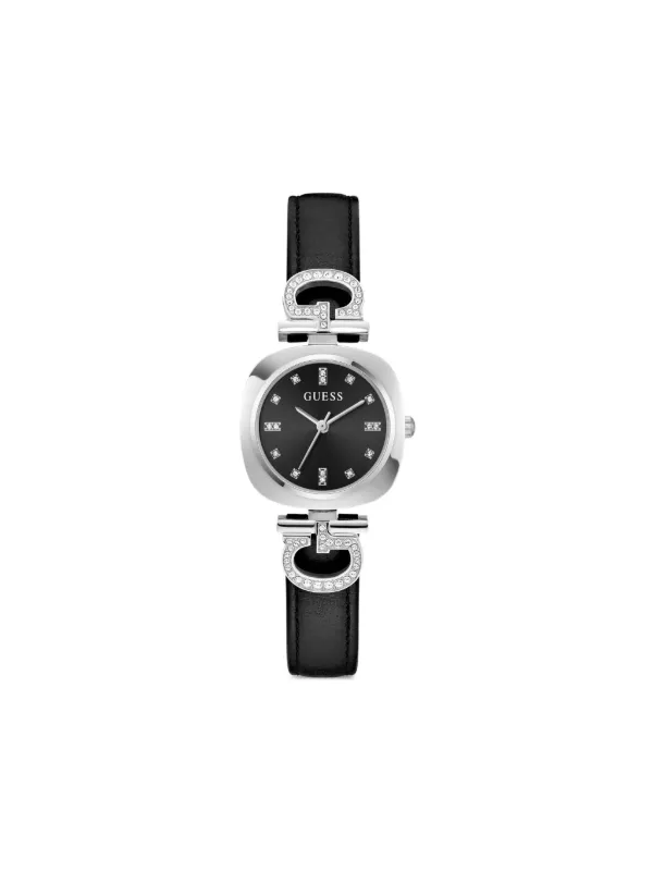 Black Embellished Watch by Guess Ladies GUESS Watch 25TH ANNIVERSARY crystal-embellished logo  main image 2