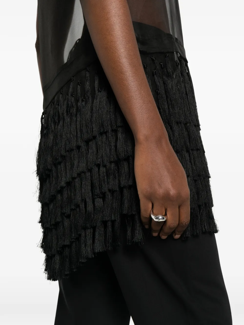 St Agni Tassel-detail Mini Dress In Black