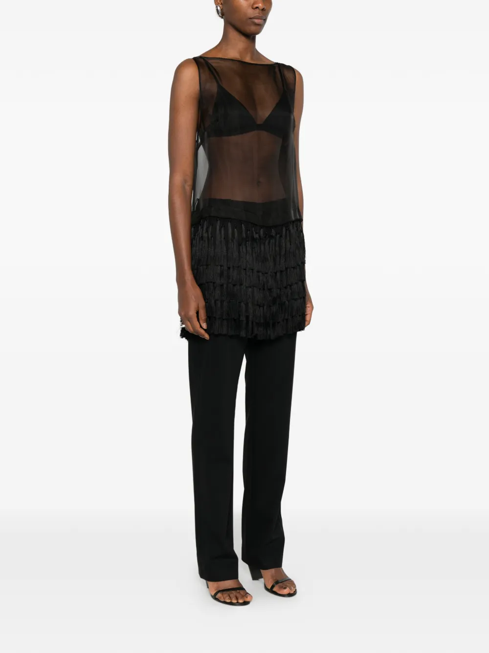 St Agni Tassel-detail Mini Dress In Black