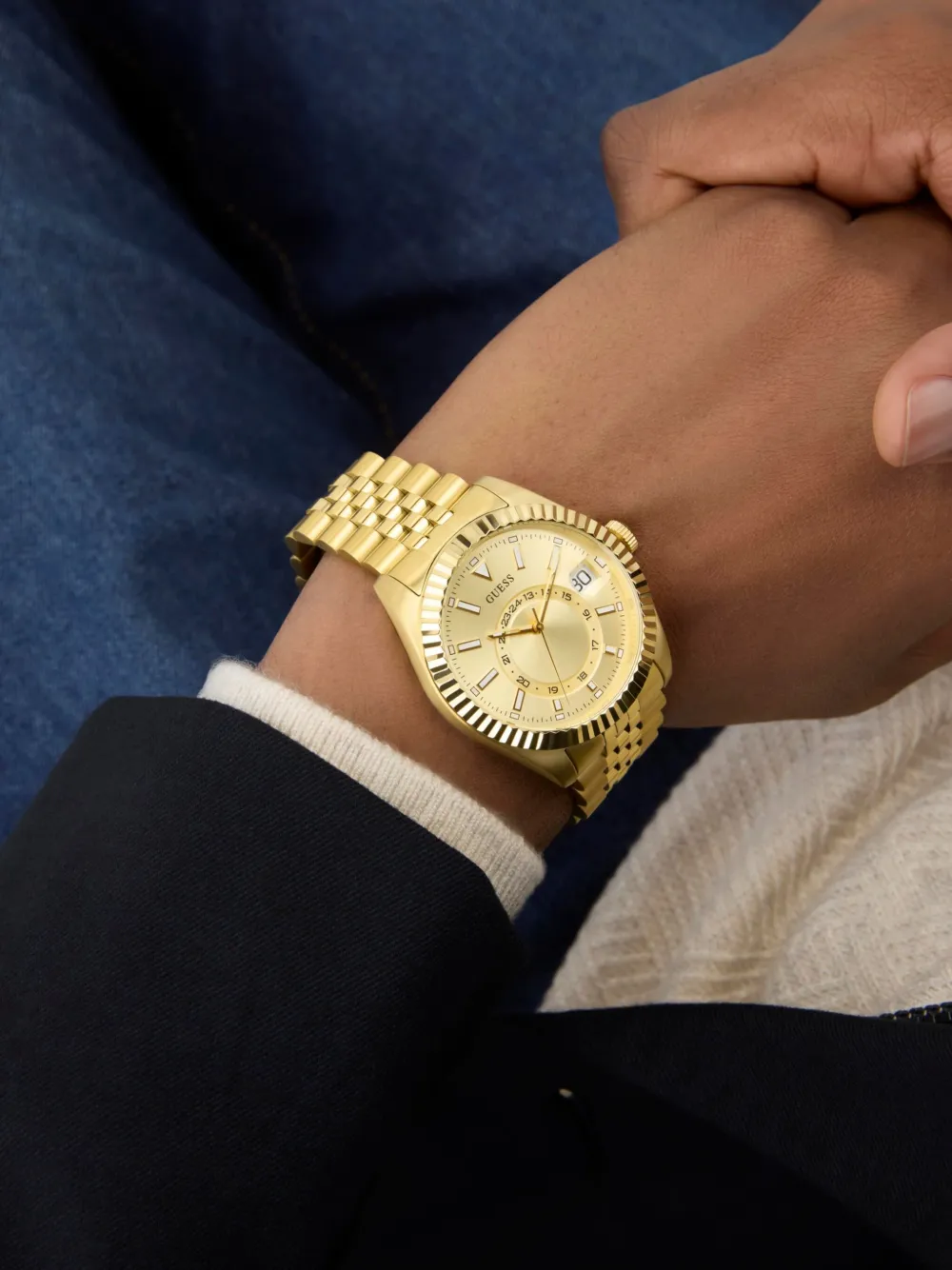 GUESS USA Gerecycled stalen quartz 42 mm - Goud