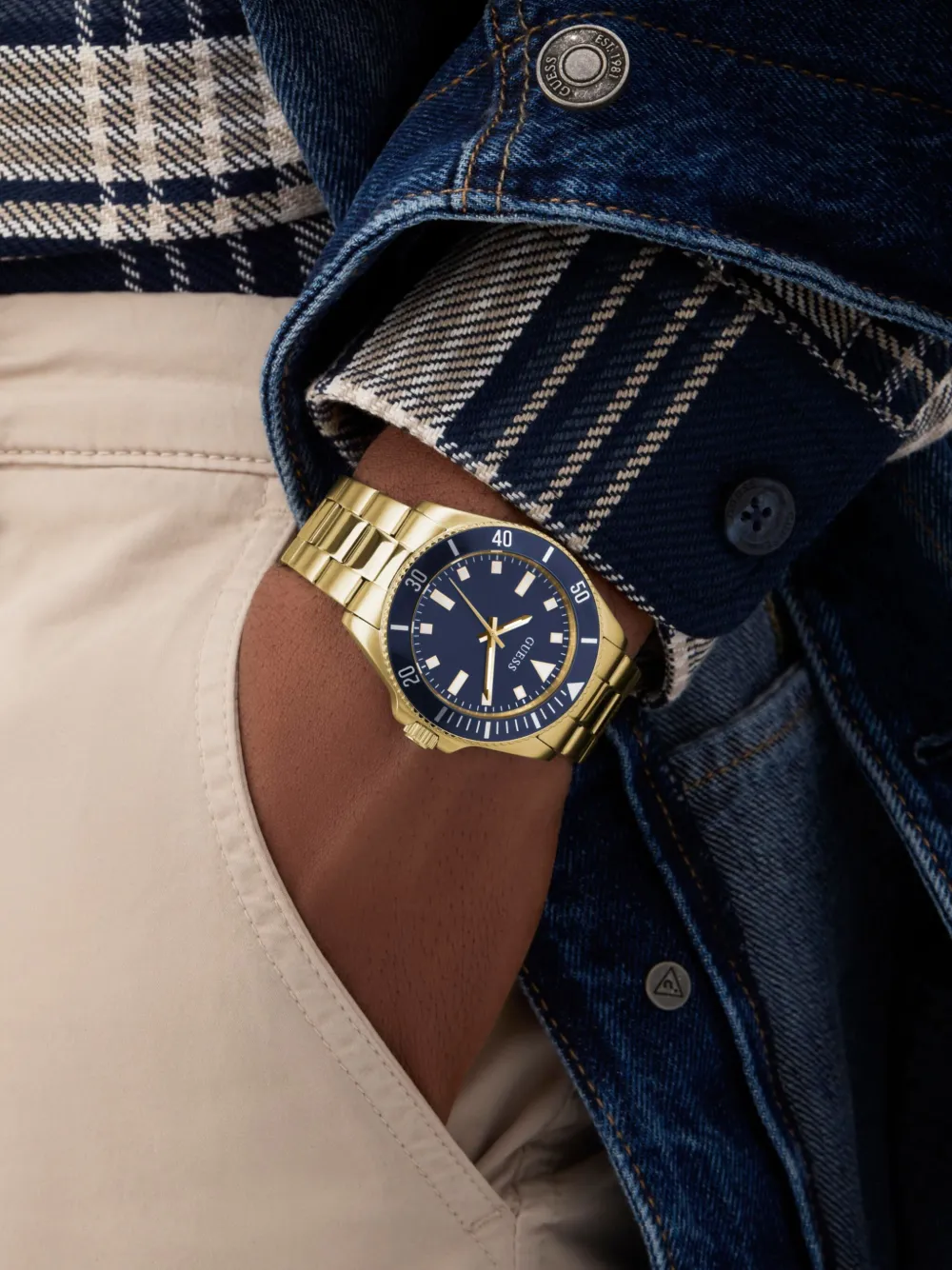 GUESS USA Roestvrij staal 43 mm - Blauw
