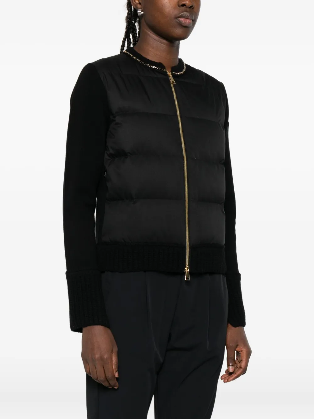 Moncler Donsjack met ketting afwerking Zwart